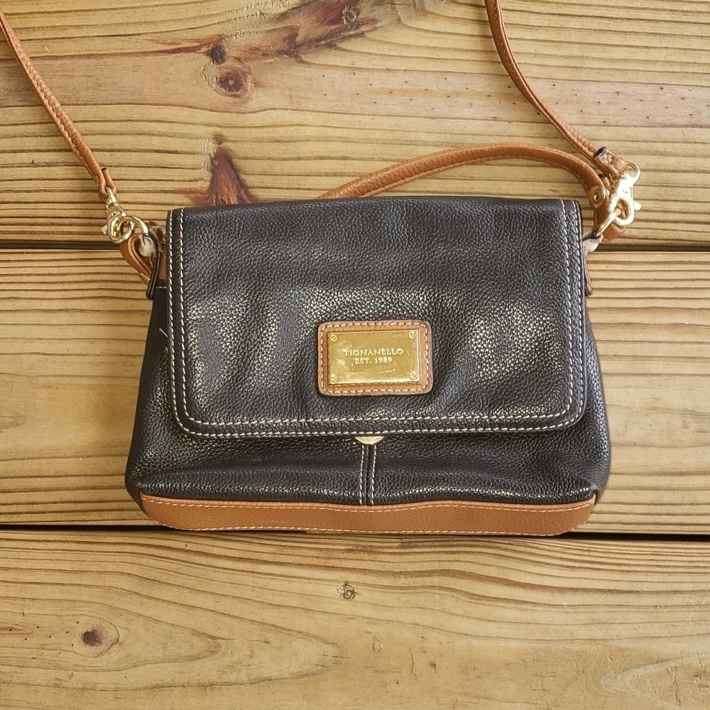 Tignanello black/brown crossbody and handbag